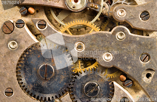 Image of Vintage Rusted Watch Pocketwatch Time Piece Movement Gears Cogs