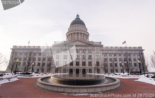 Image of Winter Fountain Landscape Salt Lake City Utah Capital Architectu