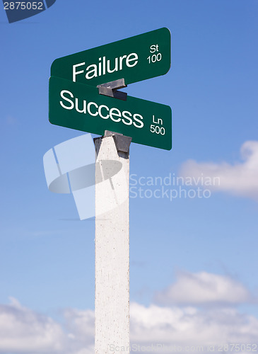 Image of Success Signs Crossroads Failure Street Avenue Sign Blue Skies C