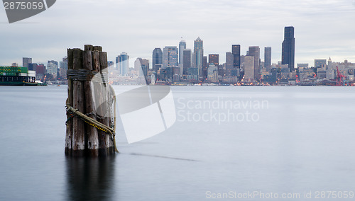 Image of Waterfront Piers Dock Buildings Ferris Wheel Boats Seattle Ellio