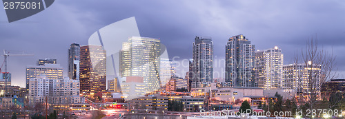 Image of Bright Lights City Skyline Downtown Bellevue Washington United S