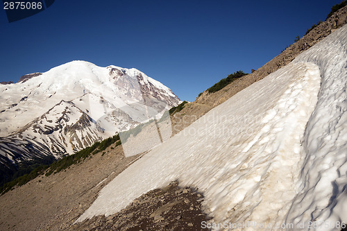 Image of Treacherous Snow Covered Trail Burroughs Mountain Cascade Range 