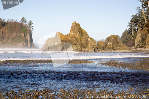 Image of Pacific Ocean Coast Landscape Sea Surf Rugged Buttes Bluffs