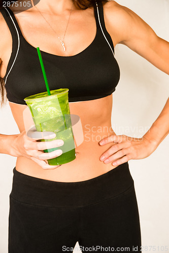 Image of Slender Female Torso Tanned Toned Body Blended Fruit Smoothie Dr