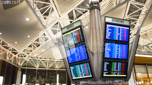 Image of Large Lighted Informational Sign Arrivals Departures Local Airpo