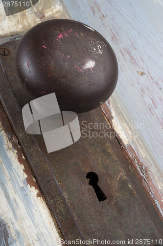 Image of Beautiful Old Distressed Antique Door Knob Lock Keyhole Assembly