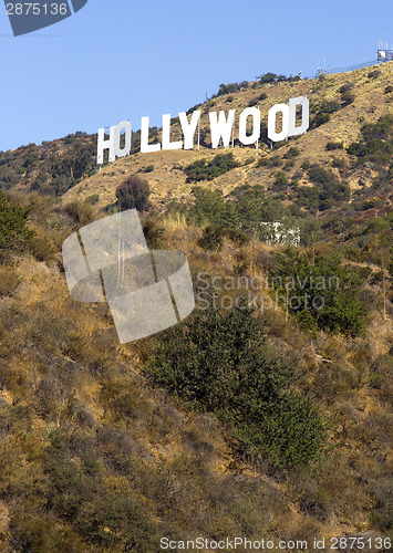 Image of Hollywood Sign High on Hill Wooden City Name California