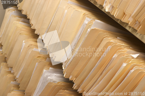 Image of Rows of File Folders Arranged on Shelf with Client Data