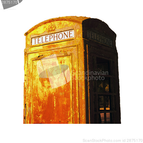 Image of Vintage Obsolete Outdoor Telephone Booth Isolated Southwest Rura