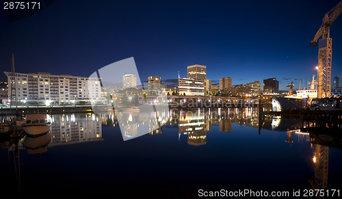 Image of Sunset Thea Foss Waterway Downtown Tacoma Waterfront Skyline Wor