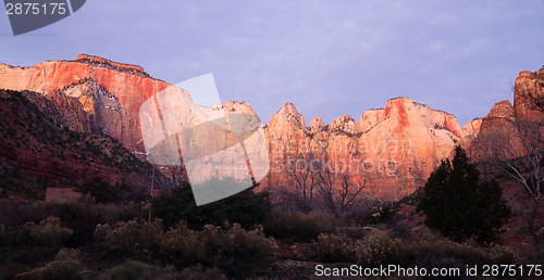 Image of Sunrise High Mountain Buttes Zion National Park Desert Southwest