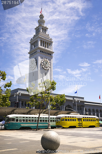 Image of Downtown City Hub Embarcedero Ferry Building Cable Transit Troll