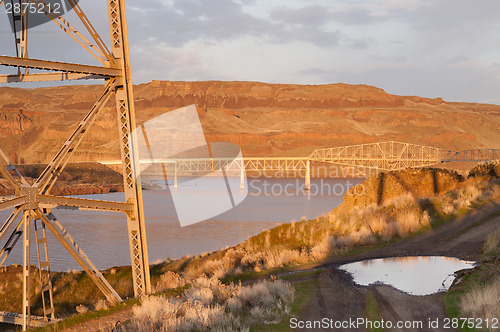 Image of Bridge Over Touchet River Palouse Regoin Eastern Washington Hill