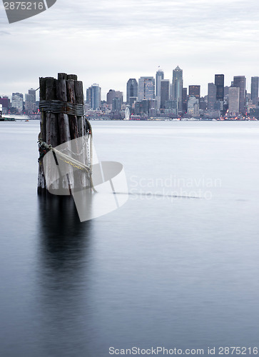 Image of Waterfront Piers Dock Buildings Ferris Wheel Boats Seattle Ellio