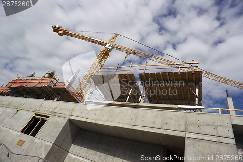 Image of Balanced Towr Construction Crane Installed Foundation Building A