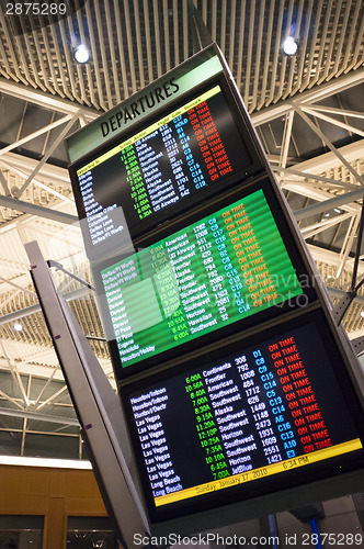 Image of Large Lighted Informational Sign Departure Times Local Airport T