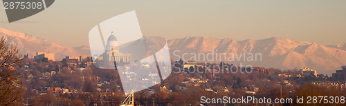 Image of Panoramic Scenic Landscape Salt Lake City Utah Downtown Wasatch 