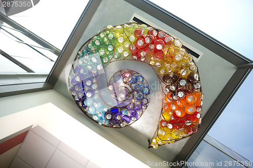 Image of Round Blown Art Glass Float Nautilus Themed Installation