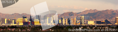 Image of Panoramic Southwest Landscape Red Rock Hills Downtown Las Vegas 