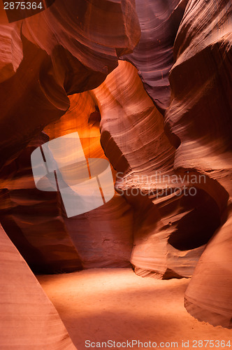 Image of Sunlight Beams Through Crevass Sandstone Rock Antelope Slot Cany