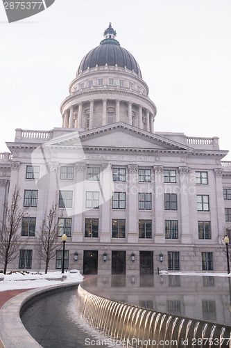 Image of Winter Fountain Landscape Salt Lake City Utah Capital Architectu