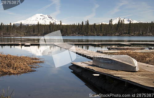 Image of Cascade Mountain Range Rises Above Alpine Lake Oregon State