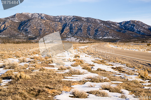 Image of Highway 93 Great Basin HWY Cuts into Nevada Mountain Landscape