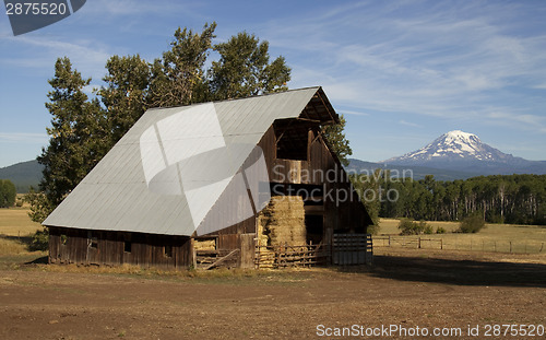 Image of Hay Barn Ranch Countryside Mount Adams Mountain Farmland Landsca