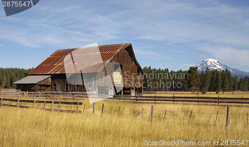 Image of Ranch Barn Countryside Mount Adams Mountain Farmland Landscape