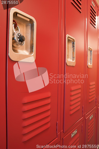 Image of Student Lockers University School Campus Hallway Storage Locker 