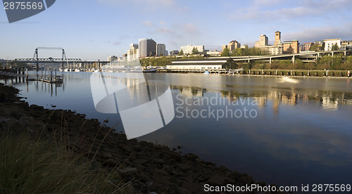 Image of Thea Foss Waterway Waterfront River Buildings North Tacoma Washi