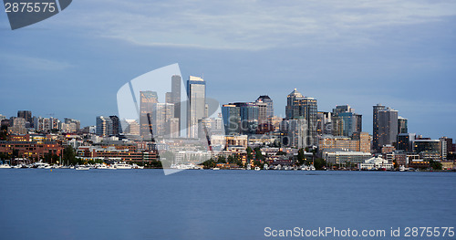 Image of Seattle Skyline Downtown Office Buildings Nautical Transportatio