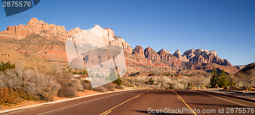 Image of Two Lane Road Hoighway Travels Desert Southwest Utah Landscape 
