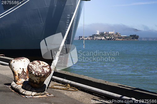 Image of Large Ship Hull Anchor Bay Alcatraz Island California