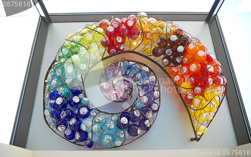Image of Round Blown Art Glass Float Nautilus Themed Installation  