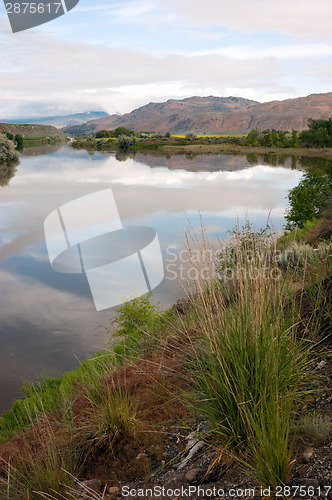 Image of Shoreline Sky Reflection Pend Oreille River Washington State Out