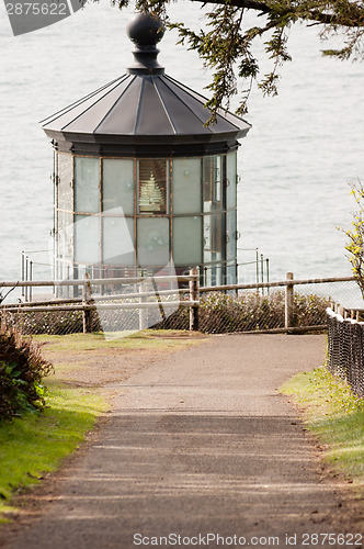 Image of Lighthouse Tower Frosted Glass Fresnel Lens Cape Meares Pacific 