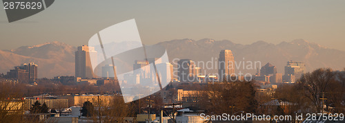 Image of Panoramic Scenic Landscape Salt Lake City Utah Downtown Wasatch 