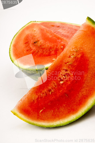 Image of Watermelon Slices Large Melon Fruit Produce Sections White Backg