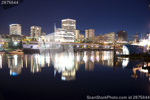 Image of Night Falls International Sea Port Thea Foss Waterway Tacoma Sky