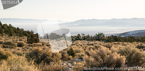 Image of Looking Down Mountain Into Great Basin Nevada Desert Southwest