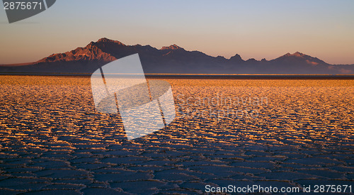 Image of Sunset Bonneville Salt Flats Utah Silver Island Mountain Range