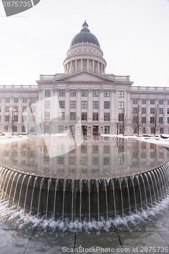 Image of Winter Fountain Landscape Salt Lake City Utah Capital Architectu