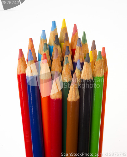 Image of Art Supplies Color Pencils in A Group on White