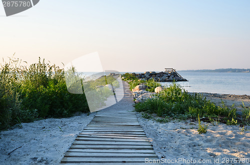 Image of Wooden footpath at the beach 