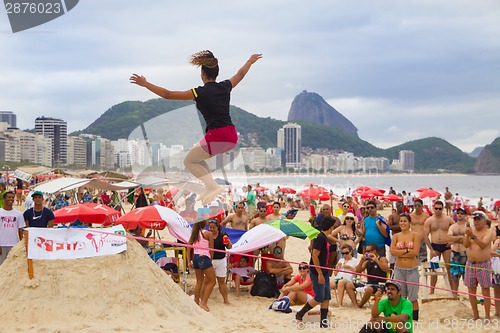 Image of Slackline on Copacabana beach, Rio de Janeiro