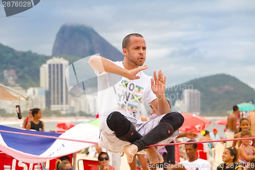 Image of Slackline on Copacabana beach, Rio de Janeiro