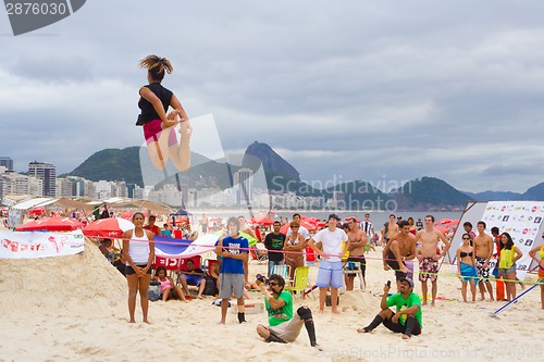 Image of Slackline on Copacabana beach, Rio de Janeiro