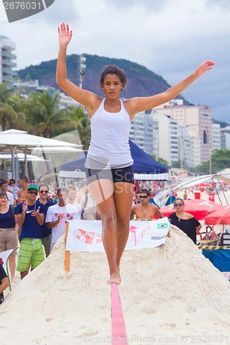 Image of Slackline on Copacabana beach, Rio de Janeiro