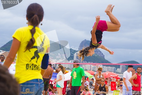 Image of Slackline on Copacabana beach, Rio de Janeiro